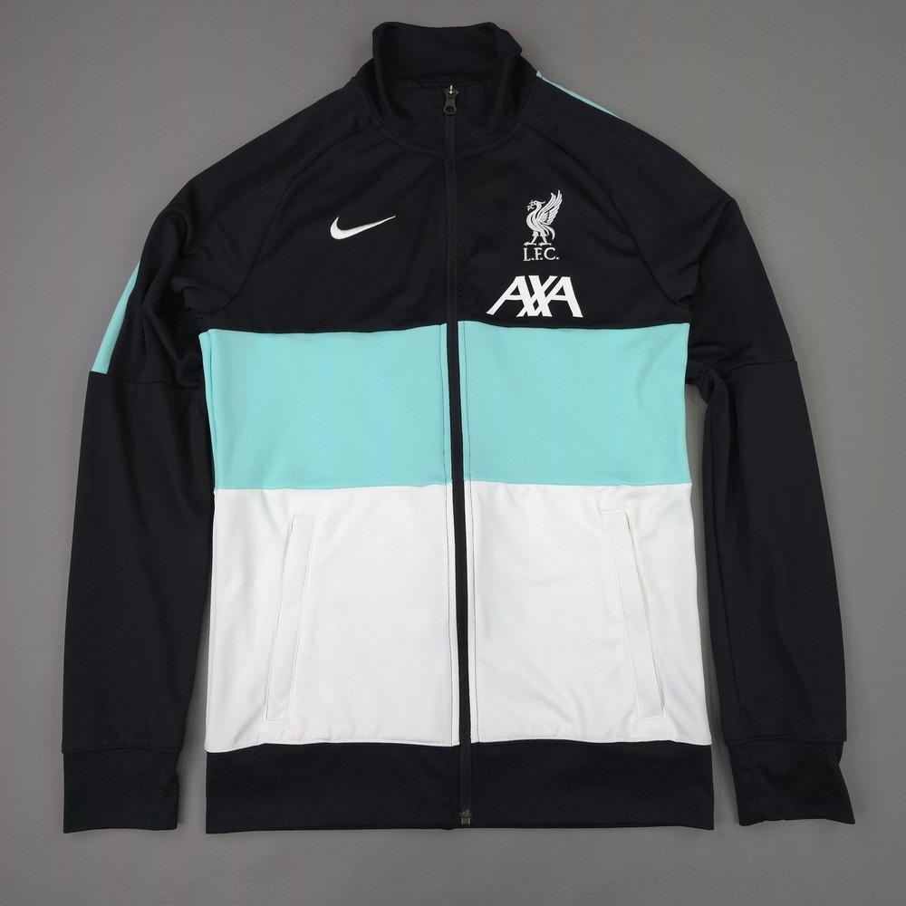 Liverpool FC Track Jacket Mens Small Black Aqua White Soccer Nike‎ Dri-FIT AXA